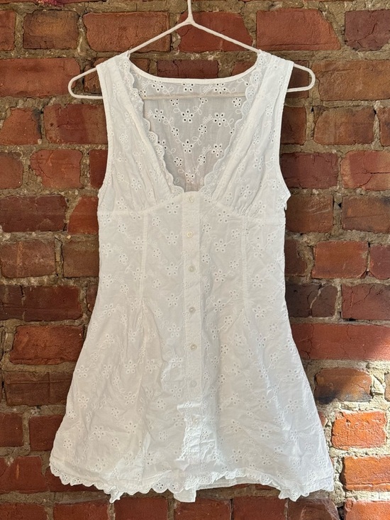 Dresses & Skirts - White Eyelet Button-Front Sleeveless Dress